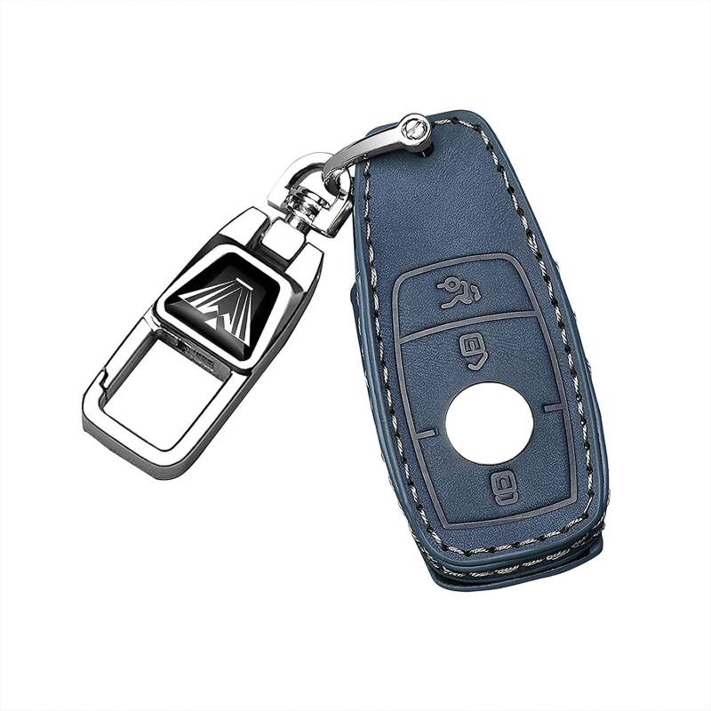 für Mercedes Leder Autoschlüssel Fob Cover&Legierung Metall Auto Schlüsselanhänger für 2019-2021 Benz A-C-G-Class,2017-2020 E-S-Class,Vollschutz Autoschlüssel Fob Fall Schlüsselschale Abdeckung von FTGCRF