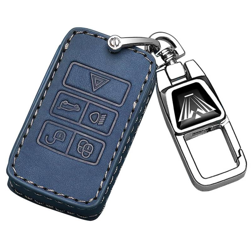 für Land Rover Leder Autoschlüssel Fob Cover&Metall Auto Schlüsselanhänger für LandRover Defender Discovery 5 Range Rover Sport Velar Evoque,Vollschutz Autoschlüssel Fob Fall Schlüsselschale Abdeckung von FTGCRF