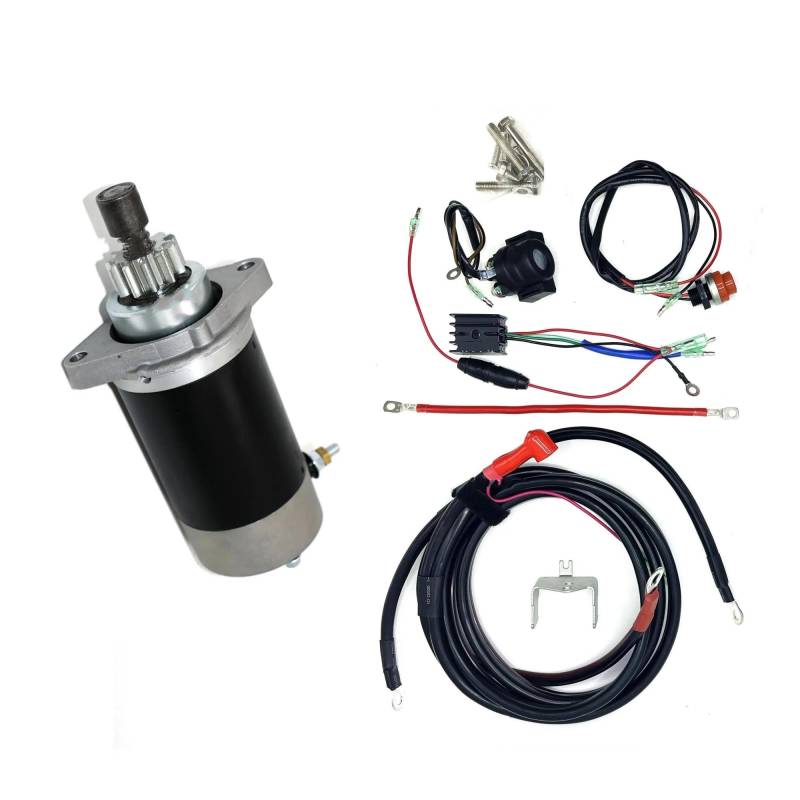 Anlasser Starter Anlassermotor Für Außenbordmotor 4-Takt 9,9 PS F9.9 JMH 6AUK Mit Starter Gleichrichter Relais Batterie Kabel Starten Bottum Elektrische Starten Kit von FTJKKVV