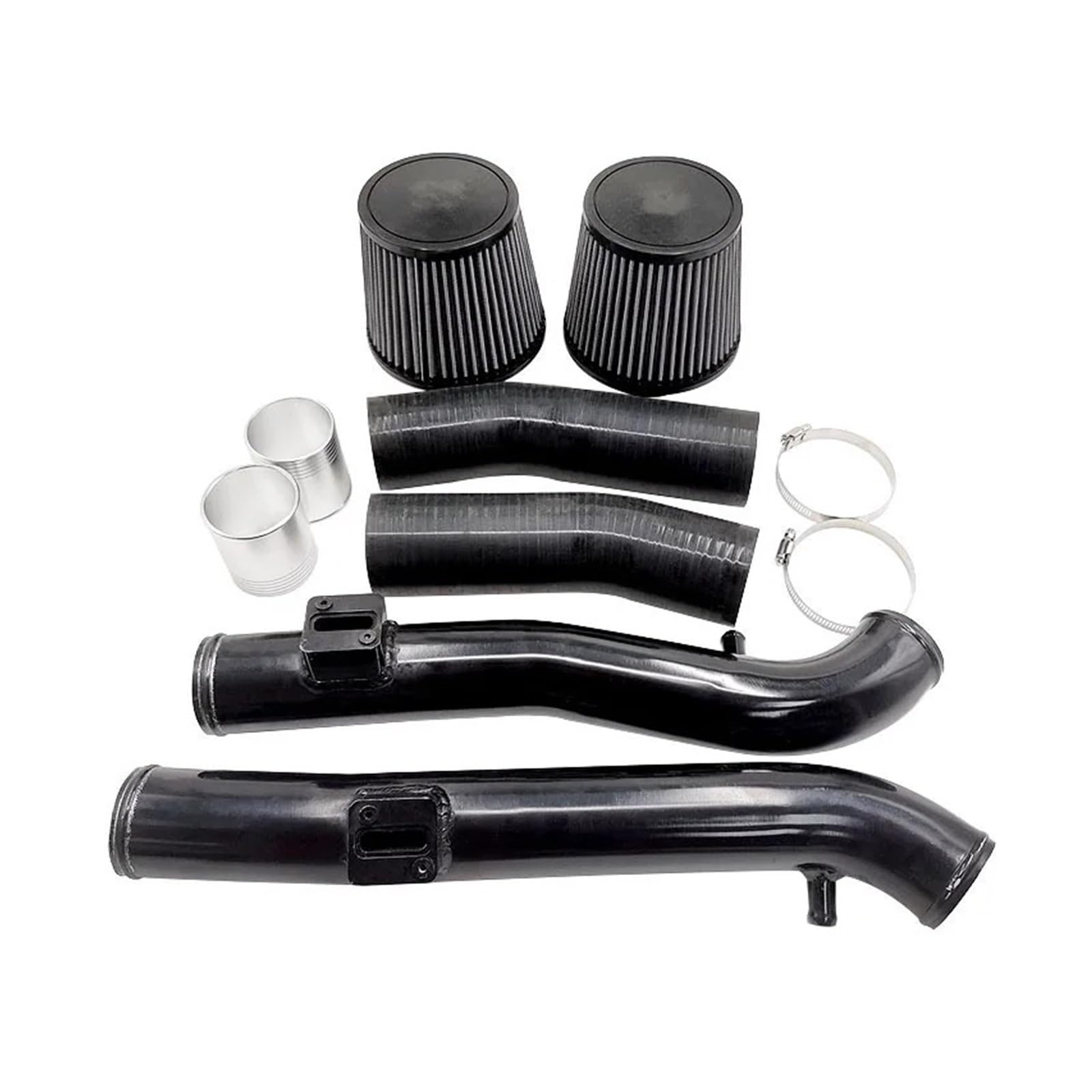 Auto-Ansaugschlauch Für Nissan 370Z / G37 VQ37VHR Q60 3" Polnisches Silber Farbe Kaltlufteinlass-Kit Mit Silikonschlauch-Seiten-PCV-Entlüftungsschlauch-Set Lufteinlässe(Schwarz) von FTJKKVV