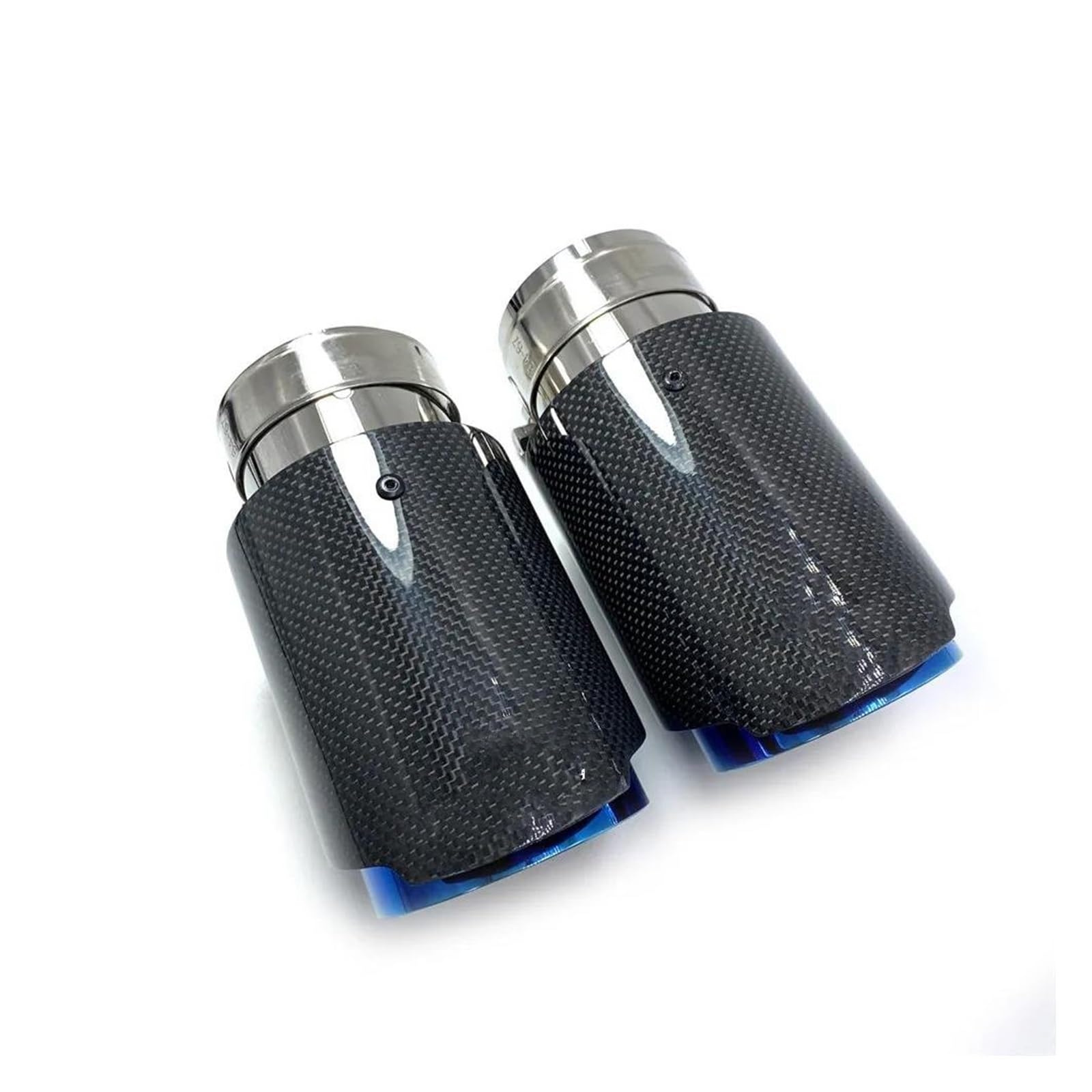 Endrohr 1PCS Auto Auspuff Endrohr Edelstahl Glänzend Carbon Schwanz Ende Blau L Gerade Schalldämpfer Spitze Flansch Für F30 Auspuffblende(ID 67MM-OD 76MM) von FTJKKVV