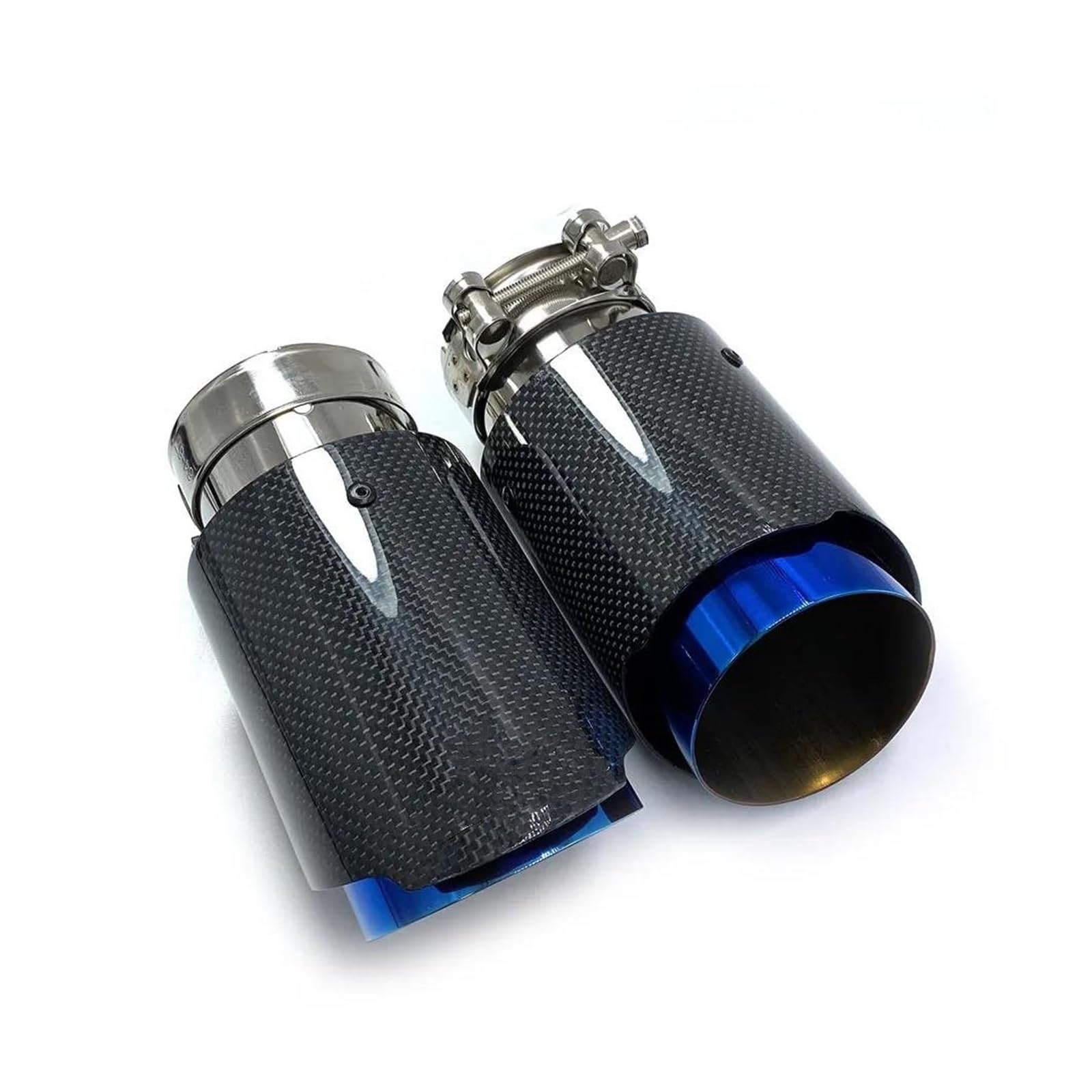 Endrohr 1PCS Edelstahl Gerade Schalldämpfer Spitze Flansch Auto Auspuff Endrohr Glänzend Carbon Schwanz Ende Blau Für F30 Auspuffblende(IN 51MM-Out 89MM) von FTJKKVV