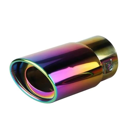 Endrohr Universelle Auto-Auspuffspitze Rund Edelstahl Schalldämpfer Heckverkleidung Chrom Auto-Auspuffrohr Schalldämpfer Rohreinlass 1,5–2,75 Zoll Auspuffblende(63mm Color Straight) von FTJKKVV