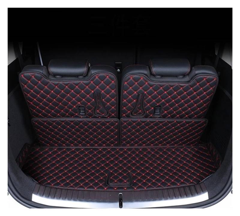 Kofferraummatten 1pc Auto Nach Hinten Stamm Matte Für BYD Für Tang Für TAN EV 2021-2025 Leder wasserdichte Für Cargo-Liner Pad Externe Anti-Schmutzig Kofferraum schutzmatte(Black red) von FTJKKVV