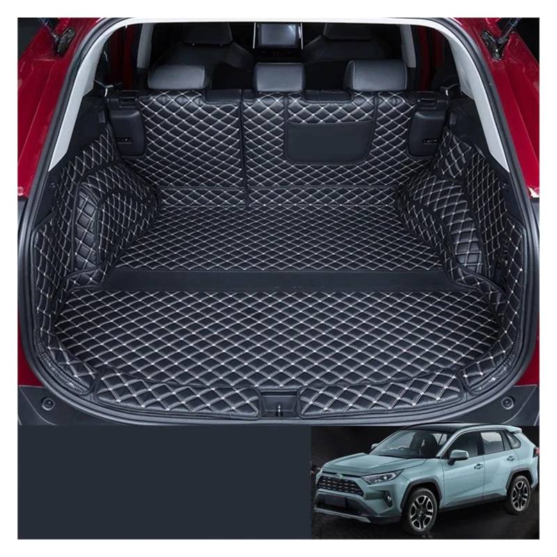 Kofferraummatten Auto Zubehör Stamm Schutz Leder Matte Innen Abdeckung Teil Styling Für RAV4 Für RAV 4 XA50 XA 50 2019 2020 2021 2022 Kofferraum schutzmatte(B,Full Cover Black) von FTJKKVV