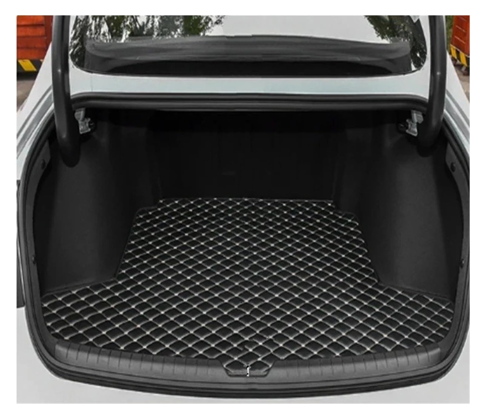 Kofferraummatten Custom Car Styling Stamm Haupt Matte Für Hyundai Für Sonata DN8 2020-2025 wasserdichte Anti Scratch Nicht-Slip Schützen Abdeckung Zubehör Kofferraum schutzmatte(Black Beige) von FTJKKVV