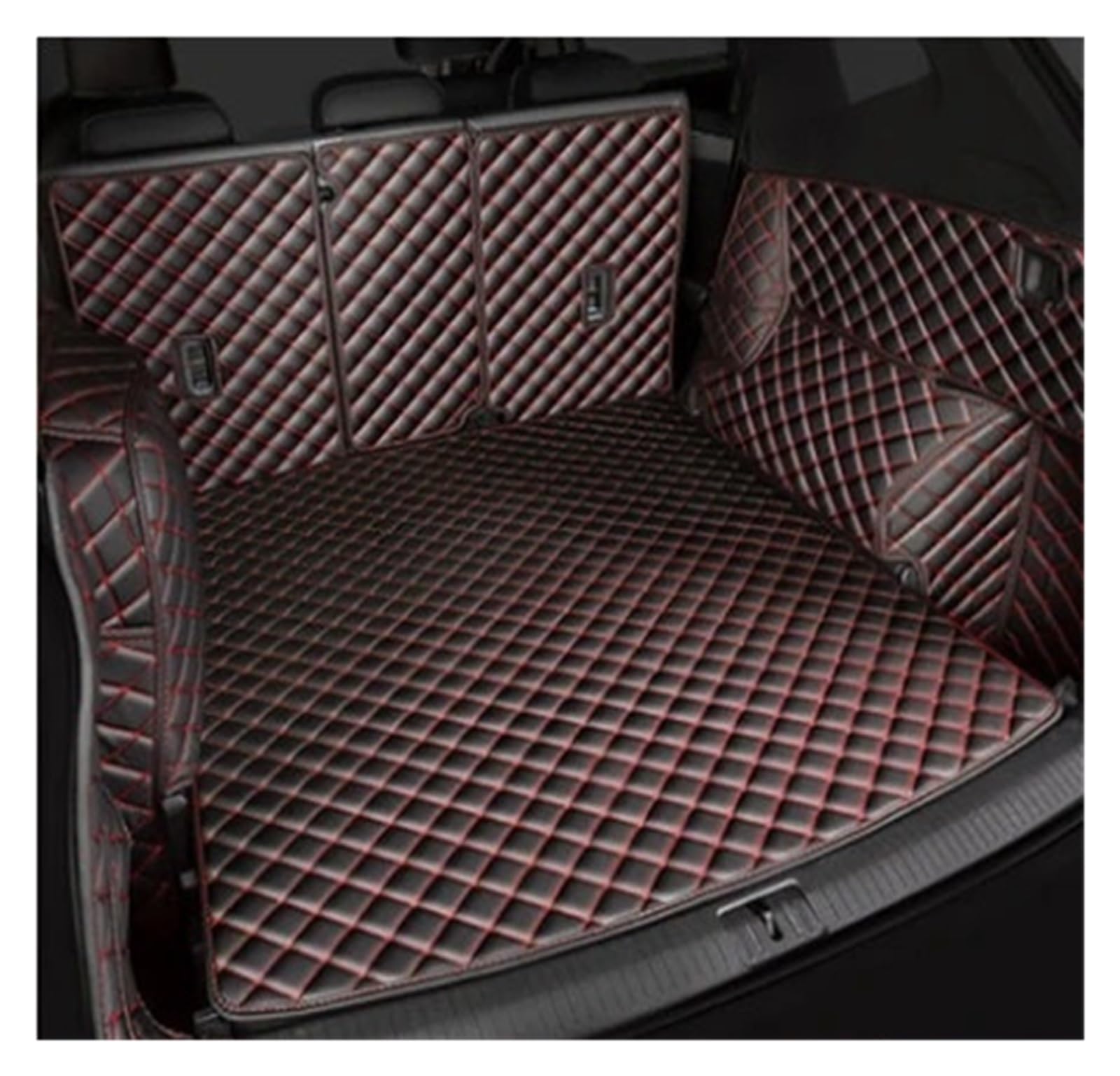 Kofferraummatten Für Benz GL Klasse 2013-2014 Custom Leder Auto Styling Liner Hinten Stamm Boden Matte Fach Teppich Schlamm Kofferraum schutzmatte(A Black red) von FTJKKVV