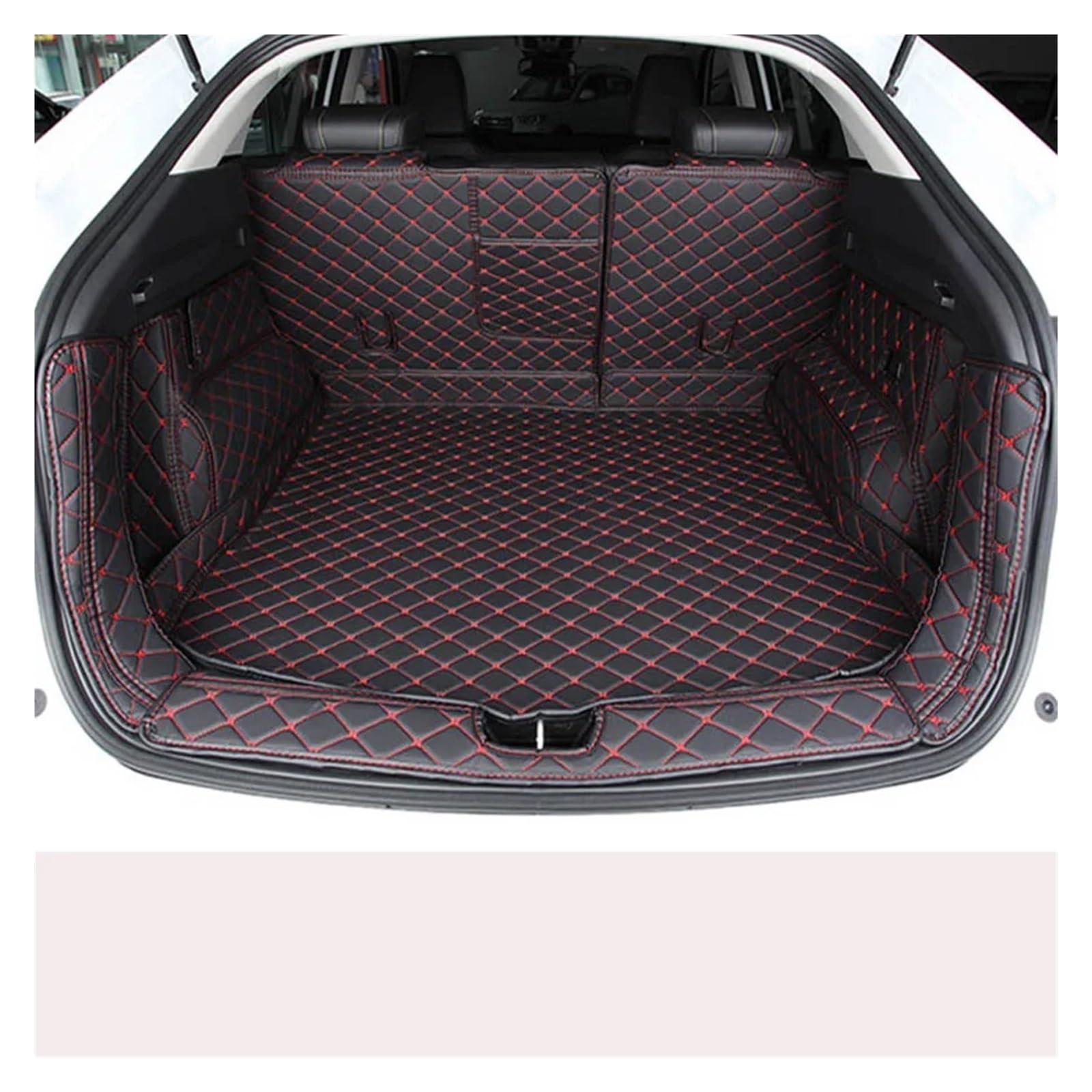 Kofferraummatten Für Great Für Wall Für Haval F7 F7X 2019-heute Teppich Schutz Pad Auto Zubehör Auto Styling Leder Kofferraum Matte Hinten Liner Cargo Kofferraum schutzmatte(Black red) von FTJKKVV