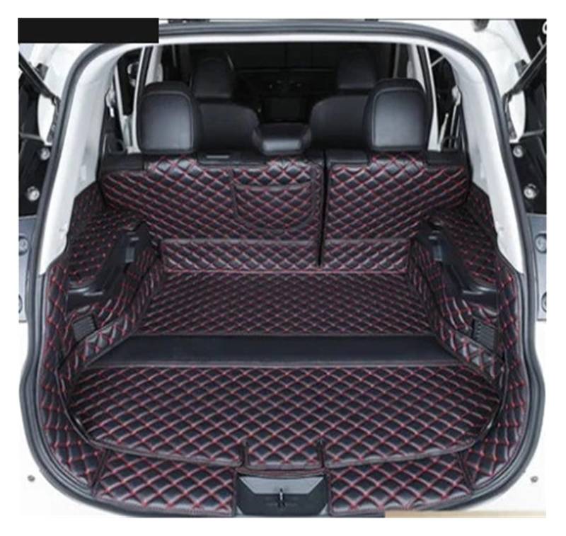 Kofferraummatten Für Nissan Für X-Trail Für Xtrail T32 7 Sitze 2014-2019 Vollen Satz Auto Stamm Matten wasserdichte Boot Teppiche Für Cargo-Liner Kofferraum schutzmatte(A Black with red) von FTJKKVV