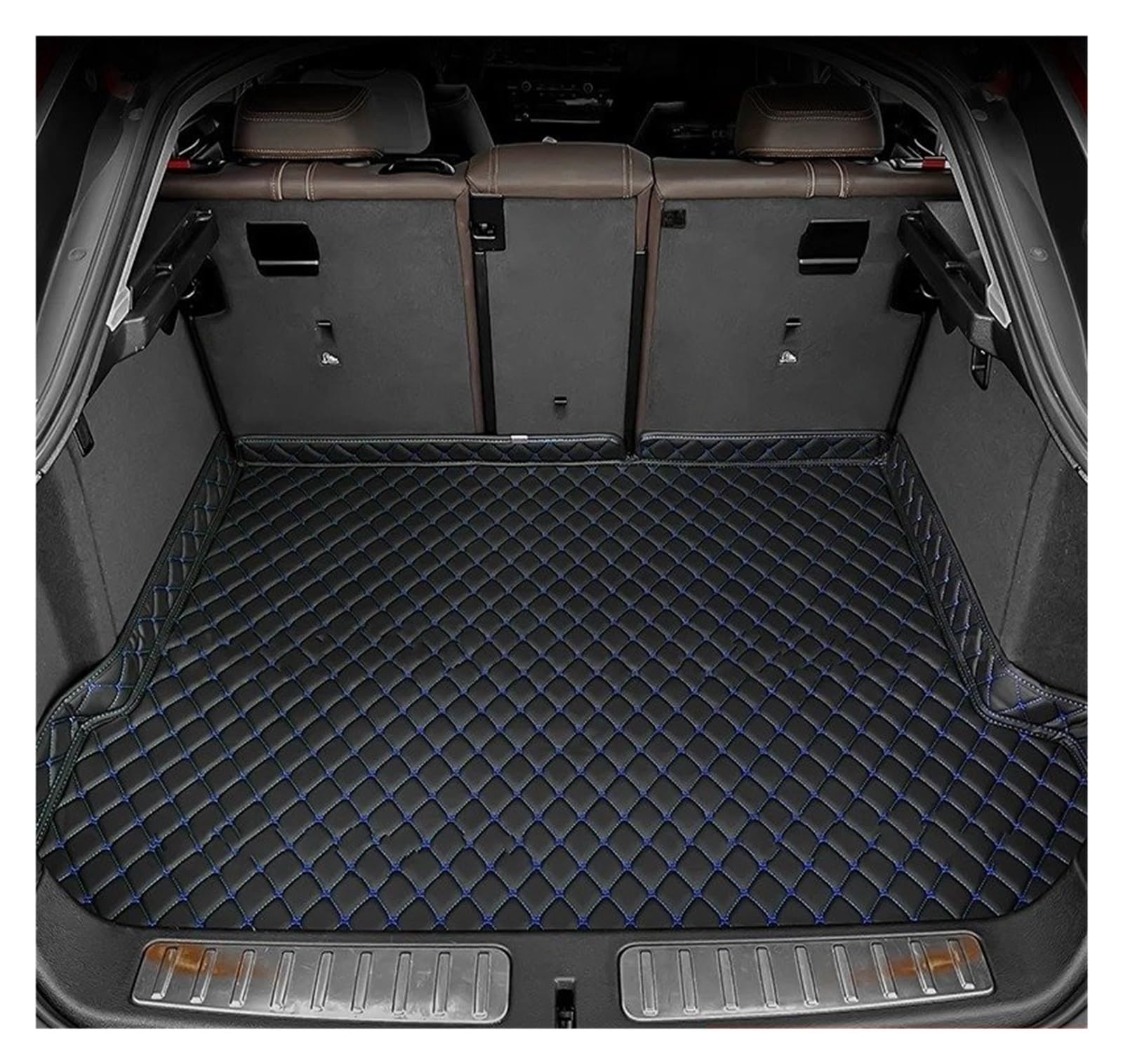 Kofferraummatten Für Q5 2013 2014 2015 2016 Auto Fußmatten Vollständige Abdeckung Kofferraum Matte Fuß Pads Auto Zubehör Für Cargo-Liner Teppich Kofferraum schutzmatte(Black-Blue-1PC) von FTJKKVV