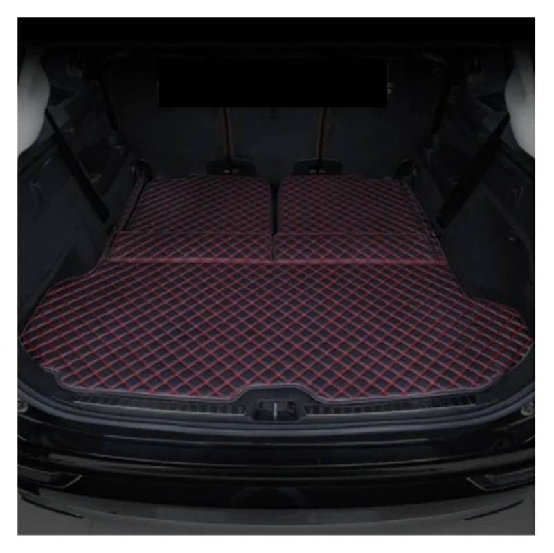 Kofferraummatten Für Volvo Für XC90 2015 2016 2017 2018 Leder Kofferraum Matte Für Cargo-Liner Accesorios Teppiche Auto Alfombrillas Coche Tapetes Kofferraum schutzmatte(B Black red) von FTJKKVV