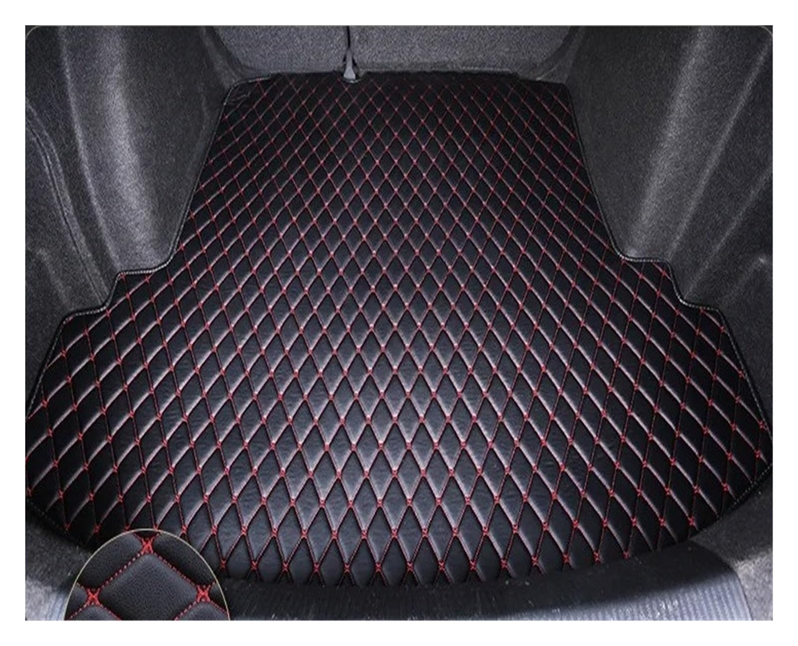 Kofferraummatten Kofferraum Matte Cargo-Liner Teppich Innen Zubehör Abdeckung Für Alfa Für Romeo Für Stelvio 2017 2018 2019 2020 2021 Kofferraum schutzmatte(A Black red) von FTJKKVV