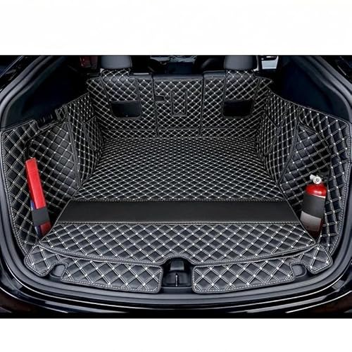 Kofferraummatten Stamm Matte Vorne Und Hinten Voll Surround Auto Styling Cargo-Liner Matte Für 2021 2022 2023 Für Tesla Für Modell Y Kofferraum schutzmatte(7PCS Black BEIGE) von FTJKKVV