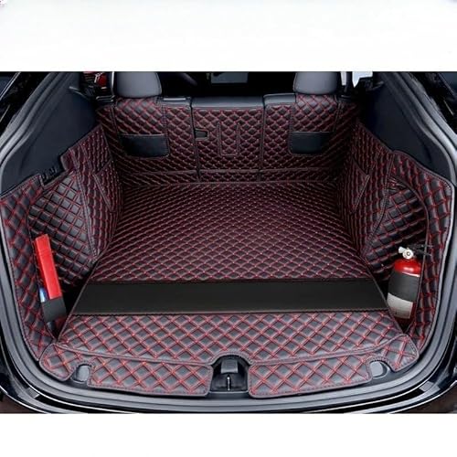 Kofferraummatten Stamm Matte Vorne Und Hinten Voll Surround Auto Styling Cargo-Liner Matte Für 2021 2022 2023 Für Tesla Für Modell Y Kofferraum schutzmatte(7PCS Black RED) von FTJKKVV