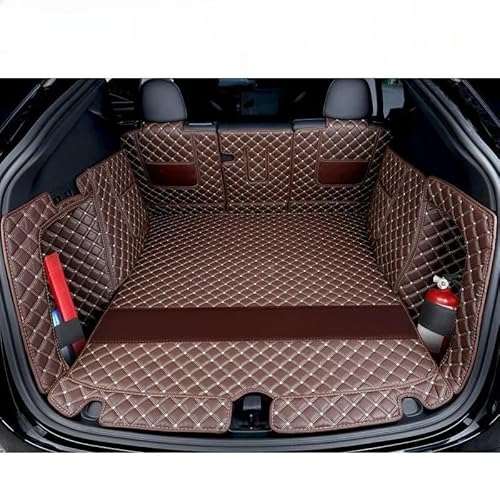 Kofferraummatten Stamm Matte Vorne Und Hinten Voll Surround Auto Styling Cargo-Liner Matte Für 2021 2022 2023 Für Tesla Für Modell Y Kofferraum schutzmatte(7PCS Brown) von FTJKKVV