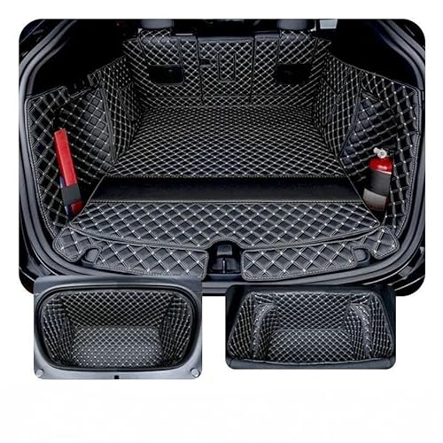 Kofferraummatten Stamm Matte Vorne Und Hinten Voll Surround Auto Styling Cargo-Liner Matte Für 2021 2022 2023 Für Tesla Für Modell Y Kofferraum schutzmatte(9PCS Black BEIGE) von FTJKKVV