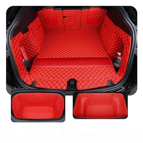 Kofferraummatten Stamm Matte Vorne Und Hinten Voll Surround Auto Styling Cargo-Liner Matte Für 2021 2022 2023 Für Tesla Für Modell Y Kofferraum schutzmatte(9PCS RED) von FTJKKVV