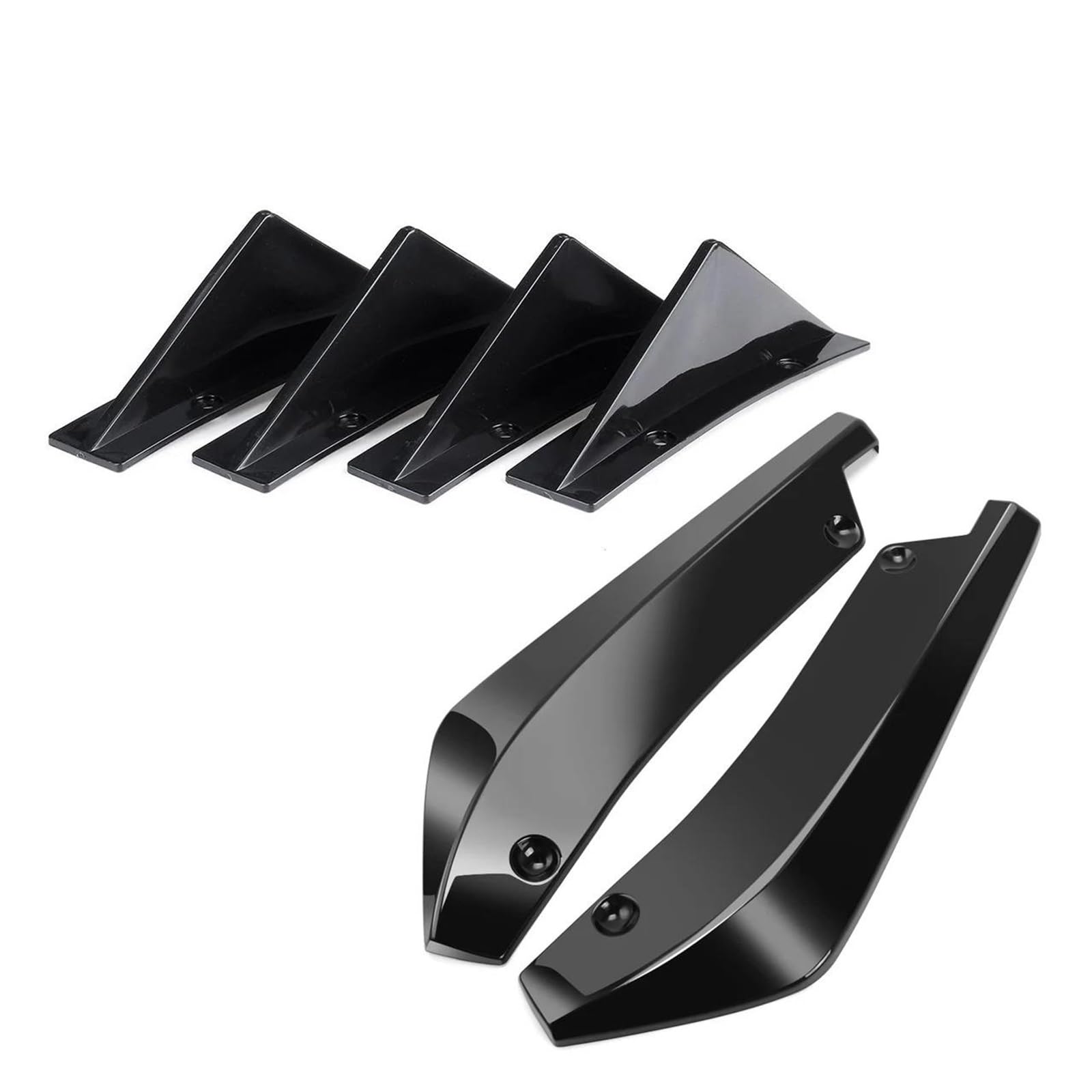 Seitenschweller 40cm Universal Für Ford Für Mustang GT 2015-2022 Heckstoßstangensplitterabdeckung Gebogener Diffusor Haifischflossen Spoiler Set Autozubehör Seitenrock(Glossy Black) von FTJKKVV