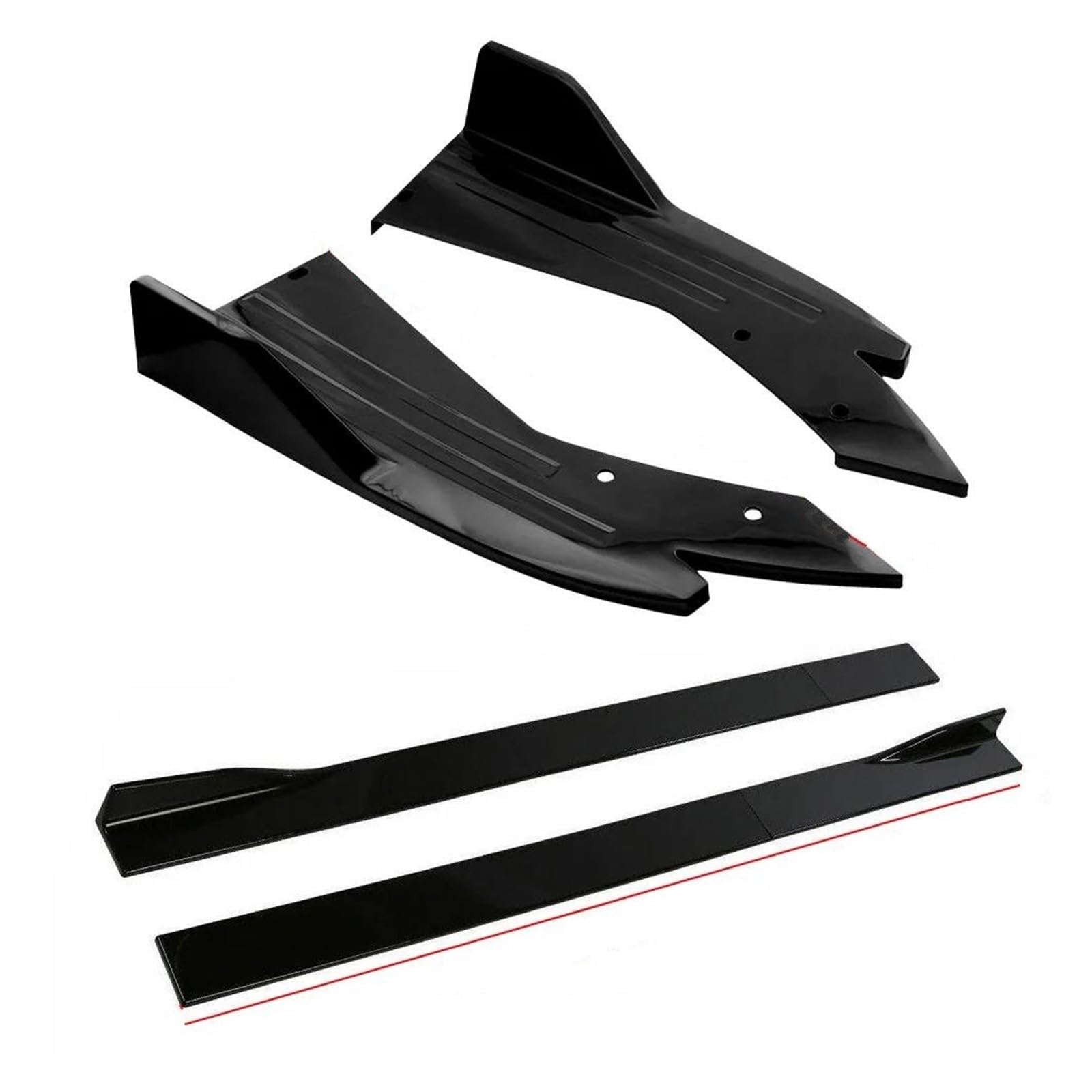 Seitenschweller 8 STÜCKE 480mm Auto Seitenschweller Verlängerungen Lippe 2M Hecksplitter Carbon Fiber Spoiler Stoßstange Für Lexus Is200 Is350 Is250 Is400 Seitenrock(Shiny Black) von FTJKKVV