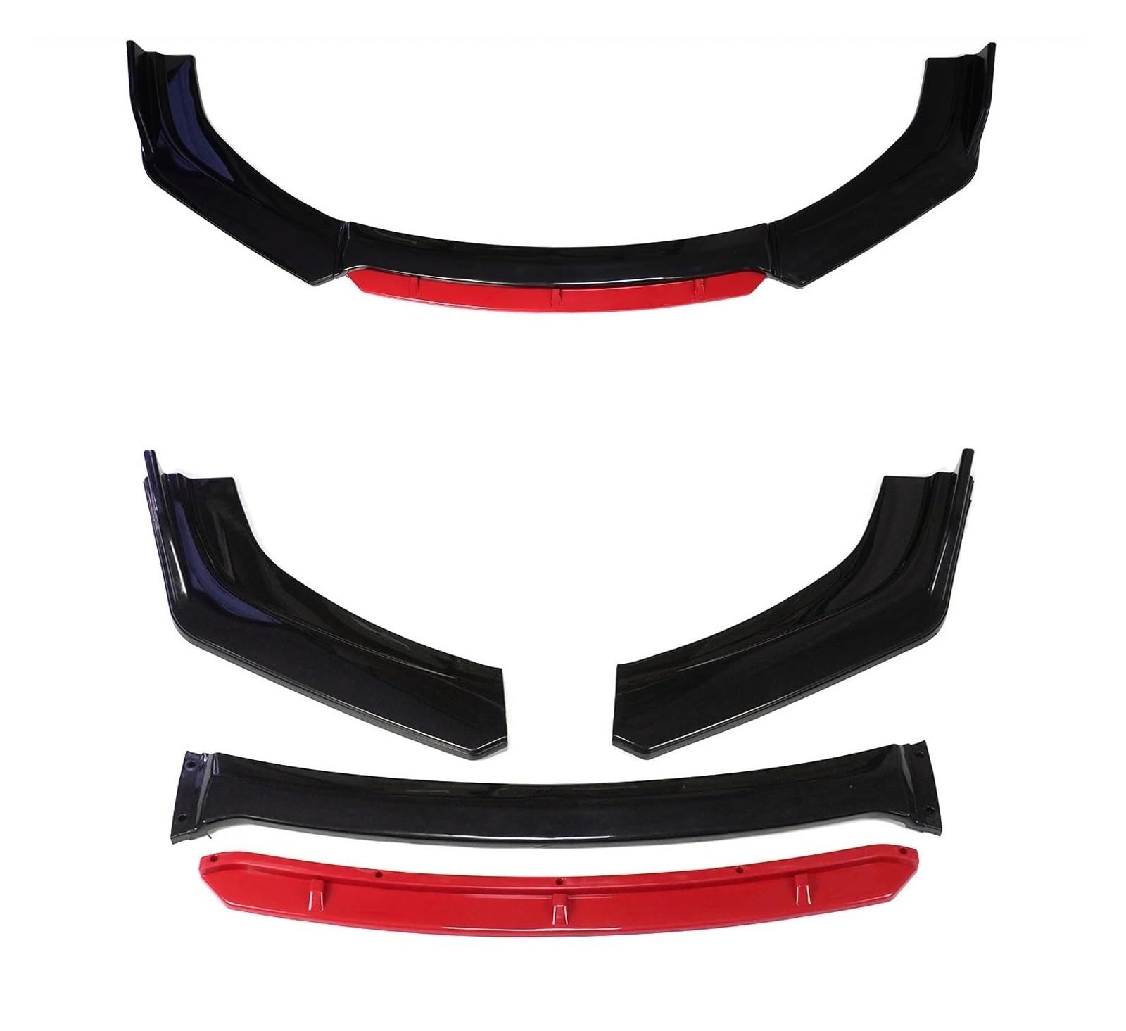 Splitter 4 STÜCKE Universal Auto Vorderen Stoßfänger Lip Body Kit Spoiler Splitter Diffusor Rot Weiß Carbon Fiber Canard Splitter ABS Kunststoff Spoiler(Red Black) von FTJKKVV