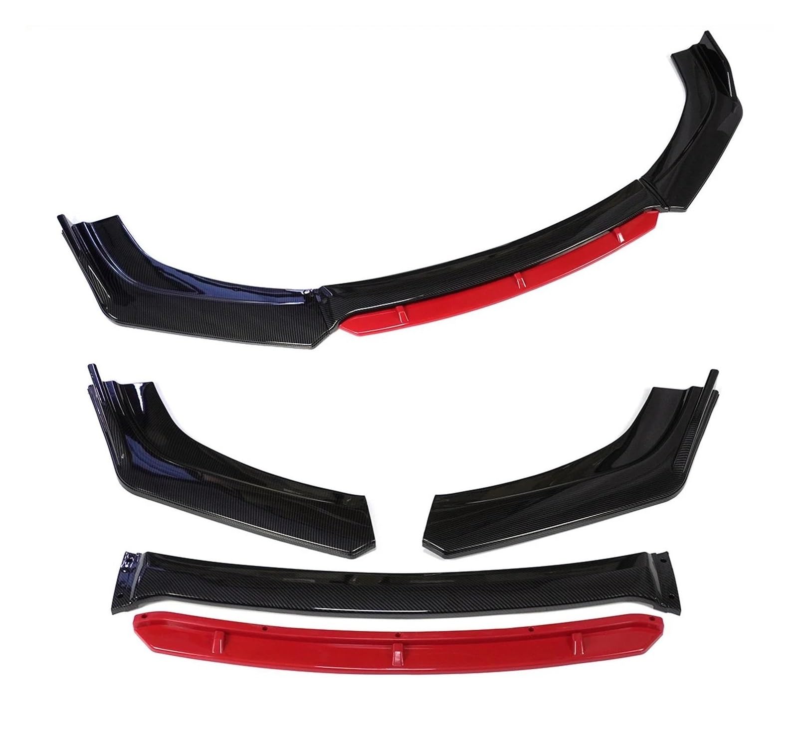 Splitter 4 STÜCKE Universal Auto Vorderen Stoßfänger Lip Body Kit Spoiler Splitter Diffusor Rot Weiß Carbon Fiber Canard Splitter ABS Kunststoff Spoiler(Red Carbon) von FTJKKVV