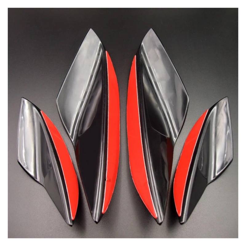 Splitter 4 Stücke Universal Glänzend Schwarz Auto Vorderen Stoßfänger Lip Gummi Flossen Styling Spoiler Splitter Canards Valence Aufkleber Dekorative Kit Spoiler von FTJKKVV