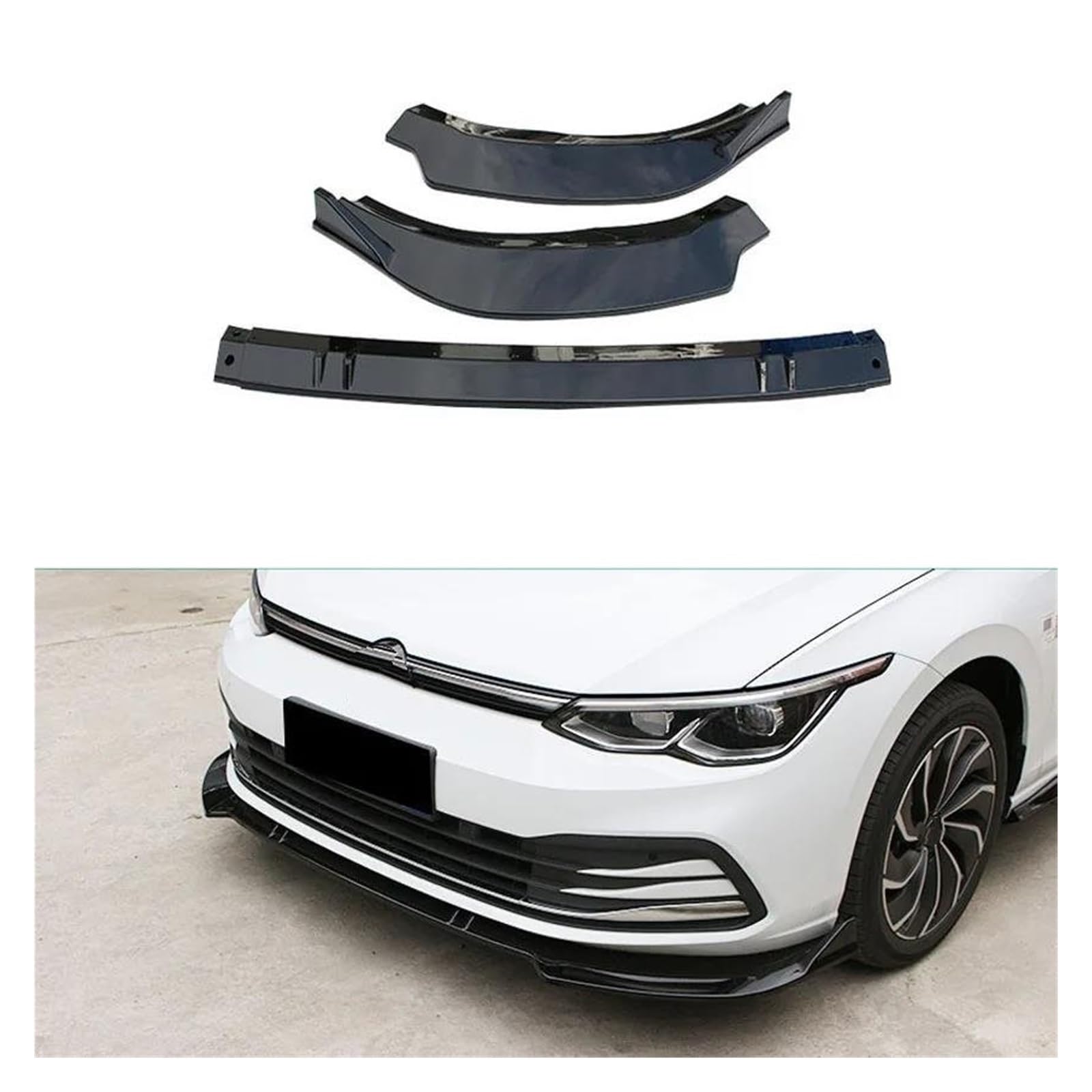 Splitter Frontschürze Lip Abdeckung Kinn Körper Kit Splitter Für VW Für Golf 8 MK8 Für Leben Für GTI Für GTD Für GTE Für R-Linie Für Pro 2021-2023 Spoiler(A) von FTJKKVV