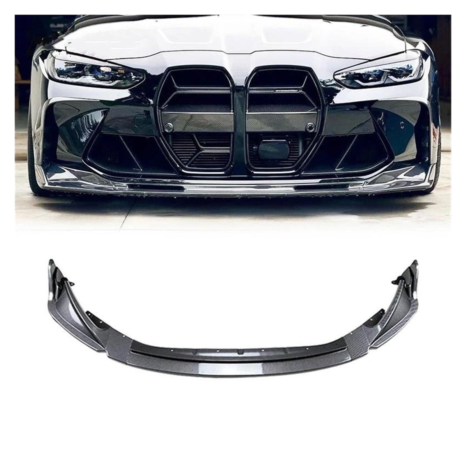 Splitter Frontspoiler Frontdiffusor Frontspoiler Frontlippenspoiler Stoßstange Geeignet Für M3 G80 M4 G82 2021+ Spoiler(Kohlenschwarz) von FTJKKVV