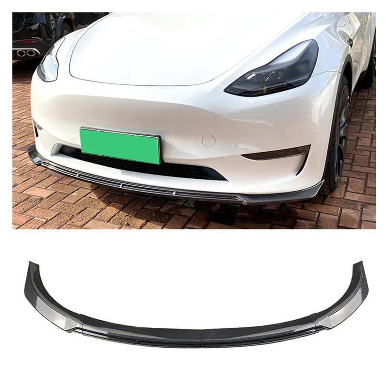 Splitter Frontspoilerlippe Splitter Schutzbrett Für Tesla Für Modell Y 2020 2021 2022 ABS Glänzend Schwarz Kohlefaser Spoiler(Kohlefaser-Optik) von FTJKKVV