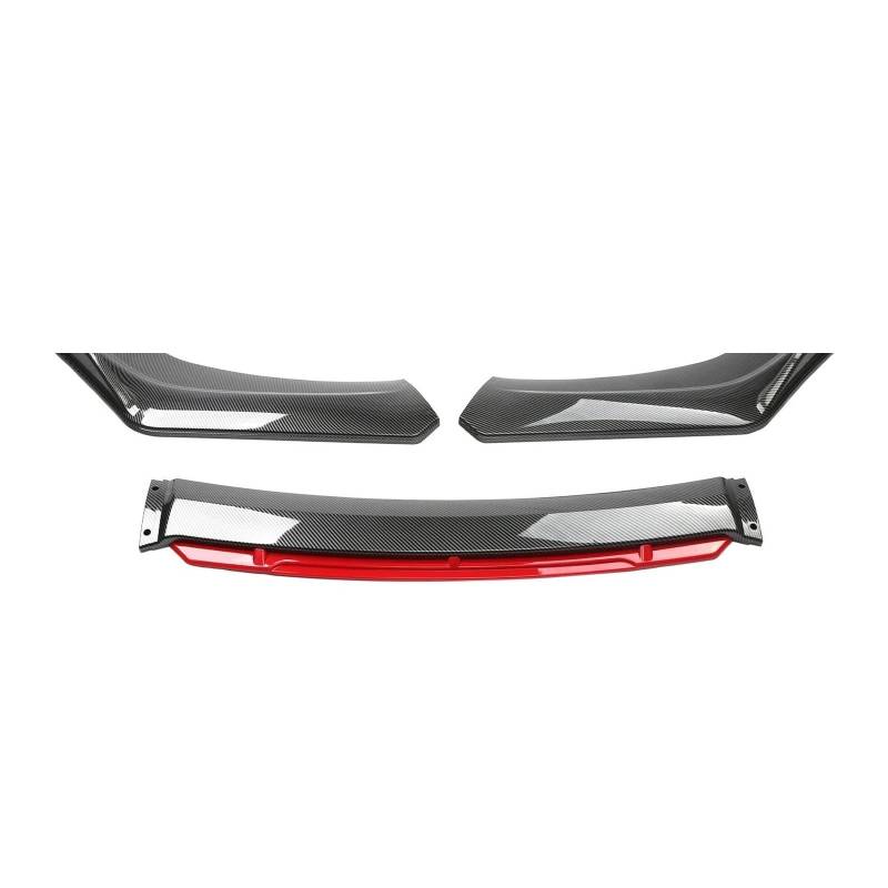 Splitter Imousinenbreite Unter 176 cm Universeller Auto-Frontstoßstangenlippen-Bodykit Spoiler Aus Kohlefaser Dekorative Streifen Stoßstangen Lippensplitter Spoiler(Carbon Fiber Red) von FTJKKVV