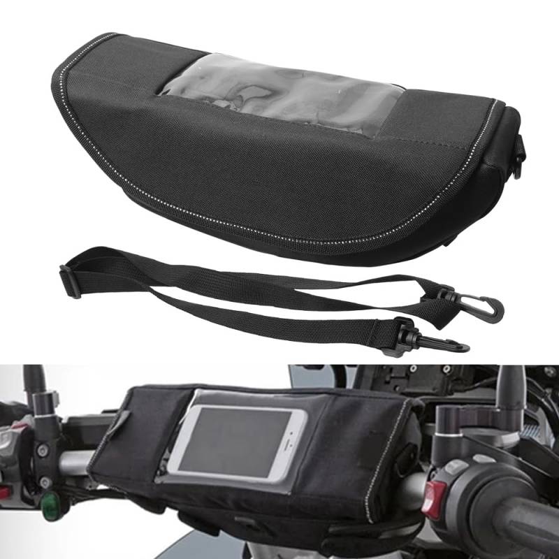 FTKDMT wasserdichte Lenkertasche, Motorrad-Lenker-Aufbewahrungstasche mit transparentem Beutel passend für Harley BMW F750GS F850GS R1200GS Triumph Honda Yamaha Suzuki von FTKDMT