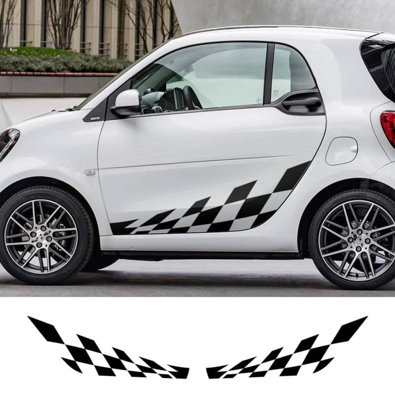 2 STÜCKE Autotür Seite Gitter Vinyl Film Aufkleber, für Mercedes Benz Smart, fortwo W453 W451 Racing Auto Body Decor Decal Zubehör von FTPZTINX