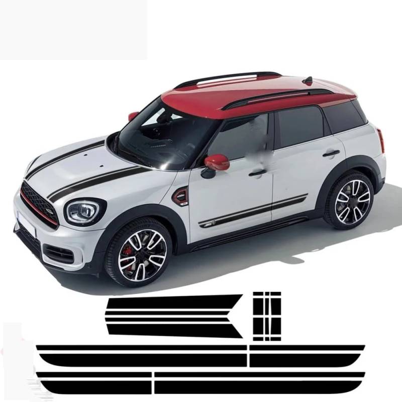 Auto Motorhaube Aufkleber Motorhaube Band Heck Kofferraum Body Kit Seitenstreifen Rock Aufkleber, für Mini Countryman F60 All4 Cooper JCW Zubehör von FTPZTINX