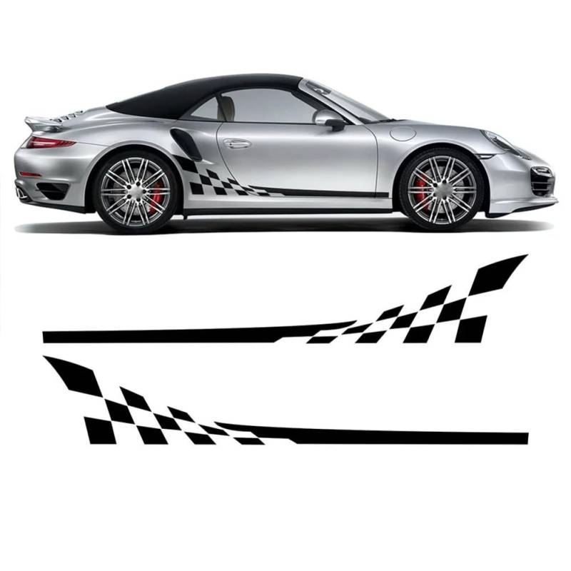 Auto Seitenstreifen Grafik Karierte Flagge Schachbrett Türverkleidung Aufkleber, für Porsche 911 997 991 992 GT3 RS Turbo Carrera 4S von FTPZTINX