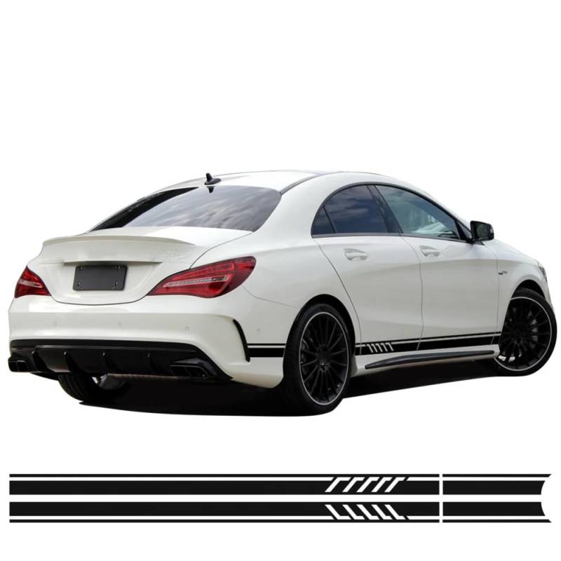 Edition 1 Style Side Stripe Aufkleber Aufkleber, für Mercedes Benz CLA 45 W117 C117 X117 AMG- 5D Kohlefaser/Schwarz/Weiß/Silbergrau von FTPZTINX