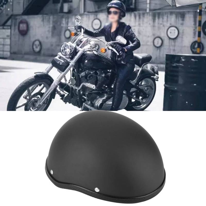 Motorradhelm, Exquisiter Motorradhelm mit Halber Schädelabdeckung, Retro-Halbgesichtshelm, FRP-Motorrad-Powersports-Helme, Mattschwarz von FTVOGUE