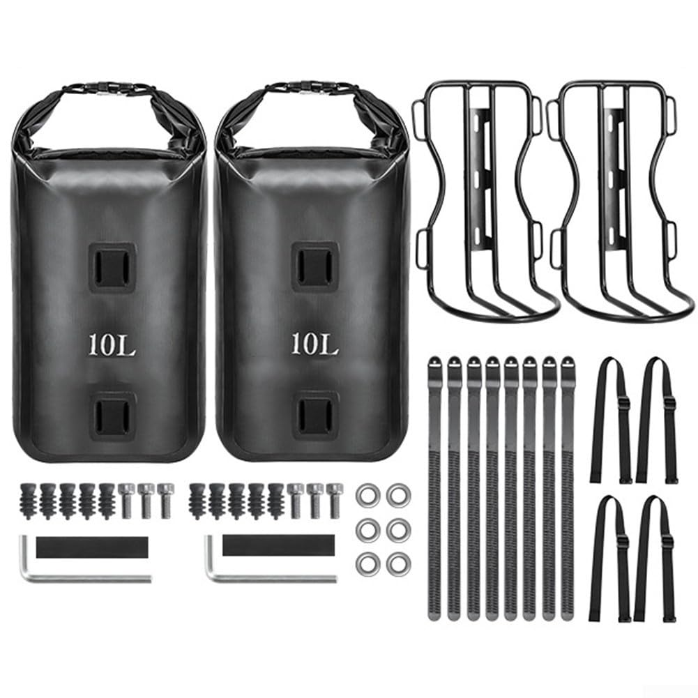 Kompatible 10L wasserdichte Fahrrad-Fronttasche mit Montagesystem aus Aluminiumlegierung (2 x Gepäckträger + 2 x Tasche) von FUANA