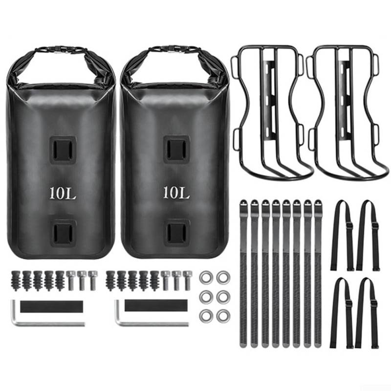 Kompatible 10L wasserdichte Fahrrad-Fronttasche mit Montagesystem aus Aluminiumlegierung (2 x Gepäckträger + 2 x Tasche) von FUANA