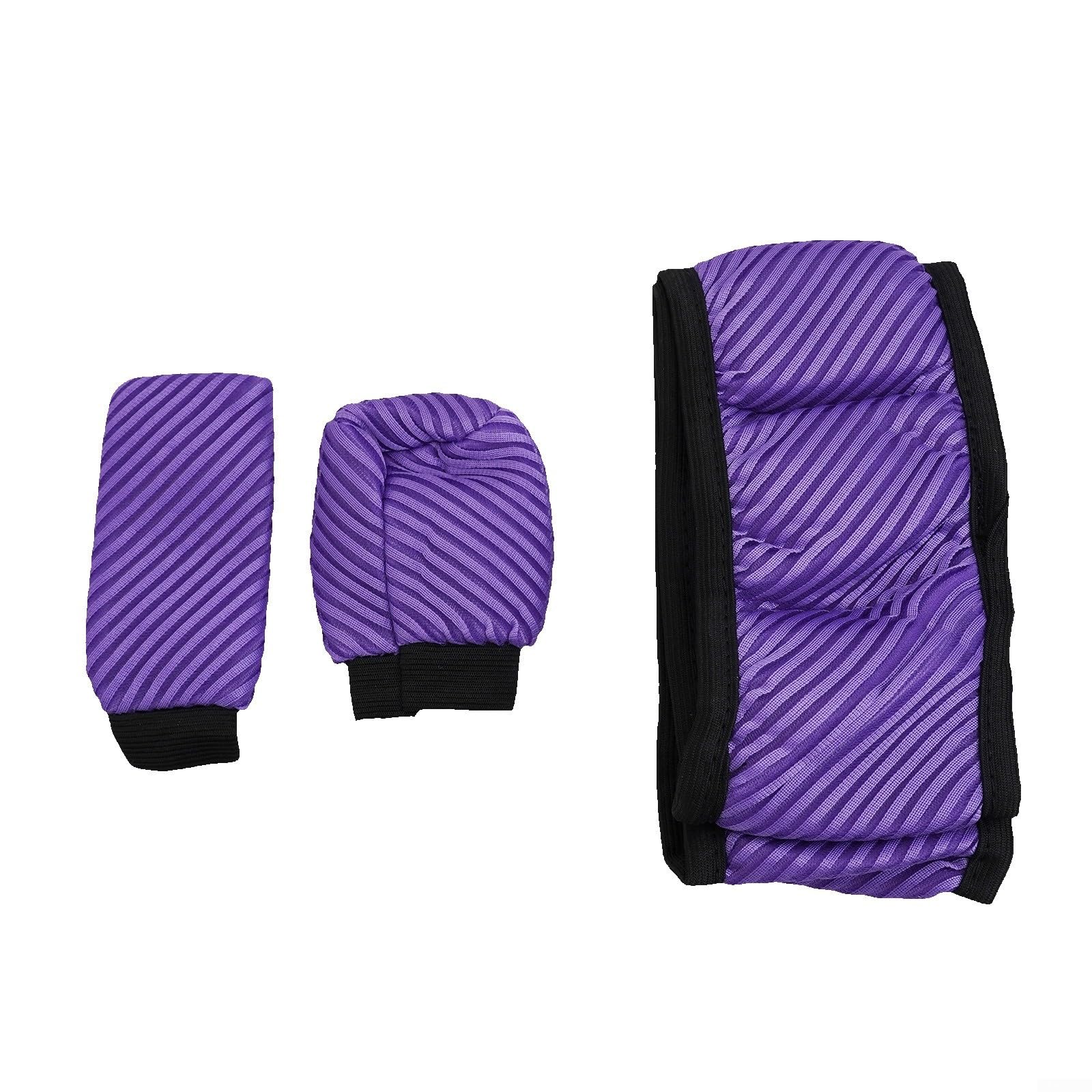 Stripe Car Interior Set Breathable Handbrake Shift Cover Steering Wheel Cover (Purple) von FUANA