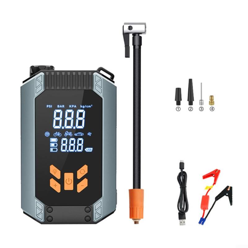 FUBESK Tragbare 7200mAh Auto Starthilfe mit 150PSI Luftkompressor LCD Bildschirm 5 Aufblasmodi Batterie Booster Netzteil von FUBESK