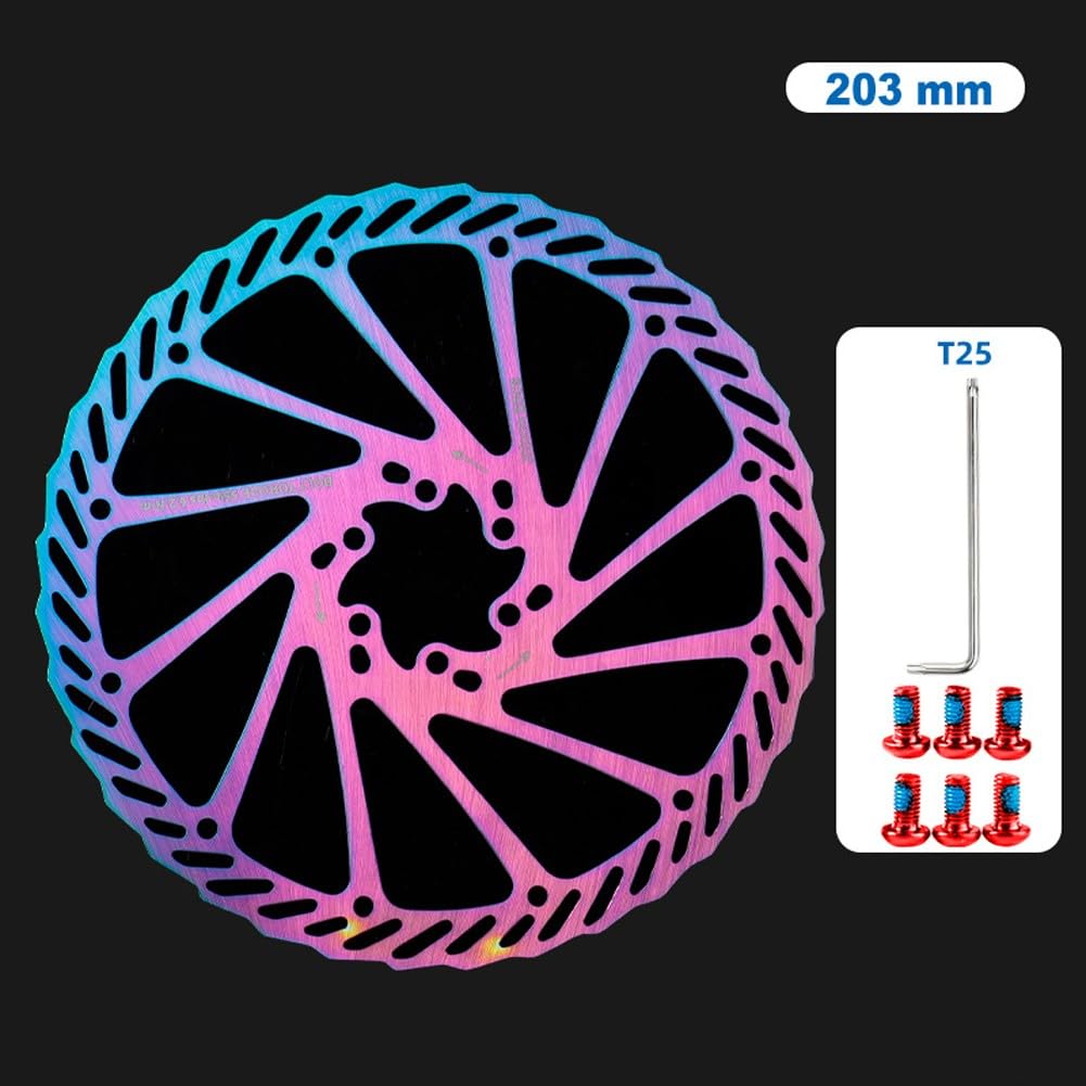 Mehrfarbige Fahrrad-Scheibenbremse für Rotor G3, Wärmeableitung, einfache Montage, kompatibel (203 mm) von FUBESK