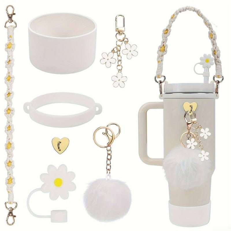 Stilvolles Mehrzweck-Set aus 7 Silikon-Accessoires, kompatibel mit verschiedenen persönlichen Gegenständen und Bechern (weiß) von FUBESK