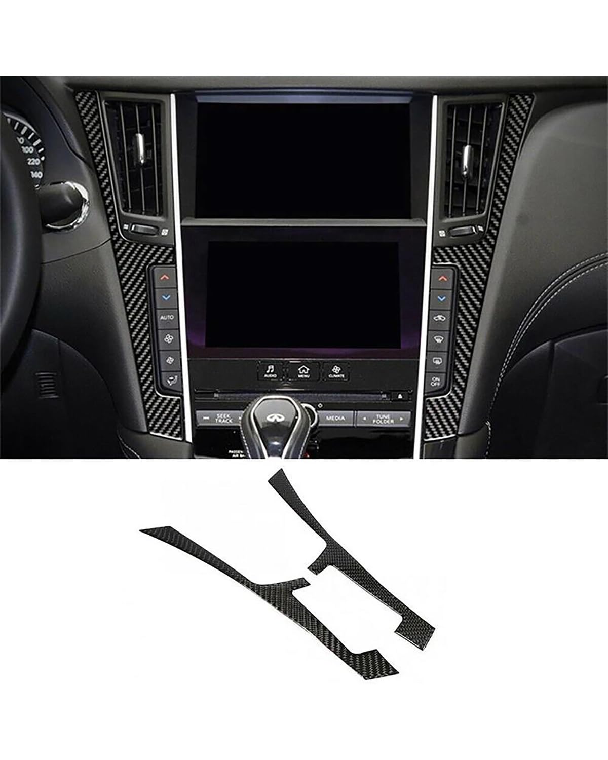 Verkleidung der Konsolenverkleidung 1 Paar Für Infiniti Für Q50 Für Q60 2014 2015 2016 2017 2018 2019 Auto Konsole Panel Rahmen Trim Aufkleber Carbon Faser Innen Teile Center Console Panel Dekoration von FUBUSEE