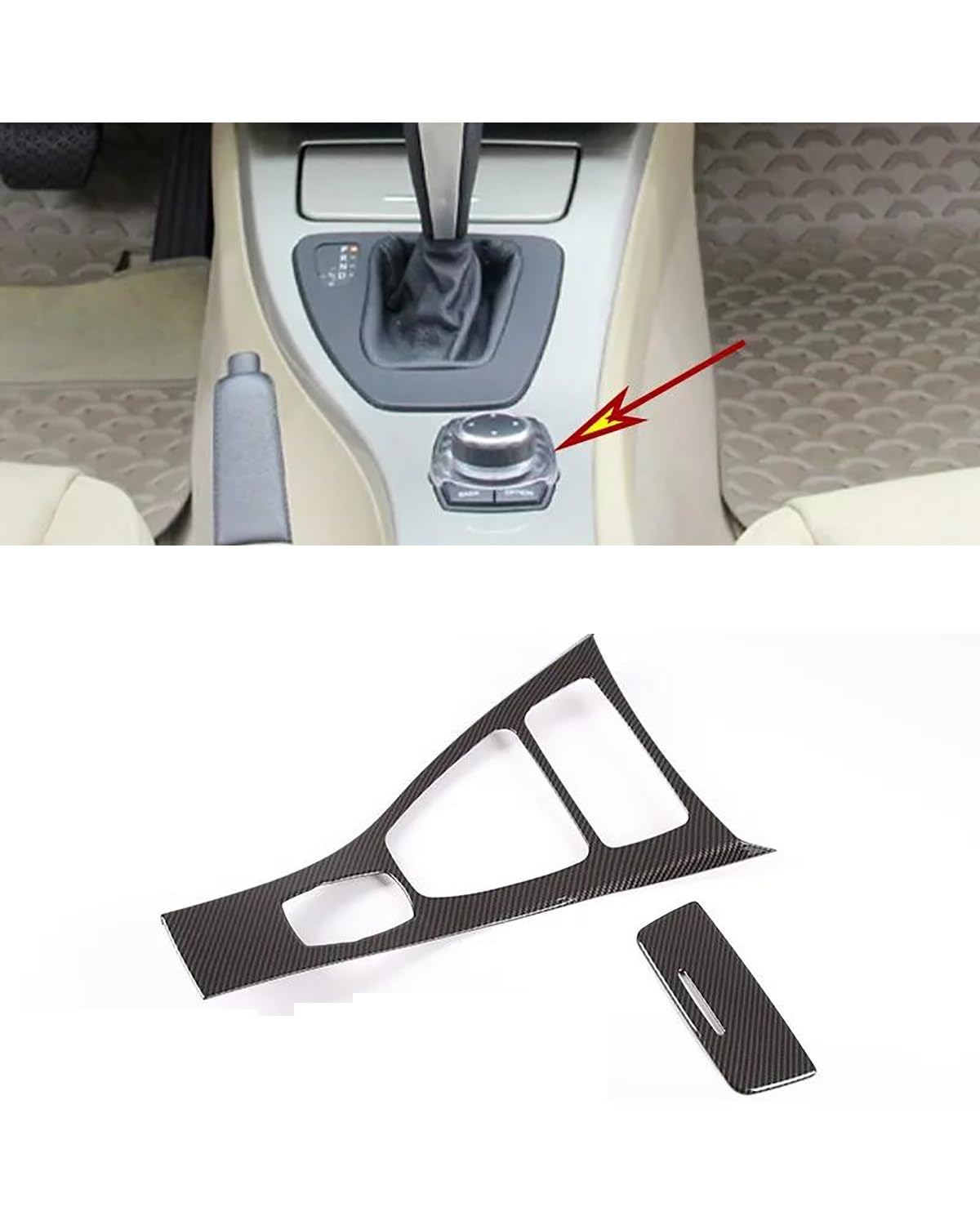 Verkleidung der Konsolenverkleidung Fü 3er E90 E92 E93 2005-2012 LHD ABS Kohlefaser Auto Mittelkonsole Schalthebel Rahmen Panel Aufkleber Autozubehör Center Console Panel Dekoration(08-12 Carbon Fiber von FUBUSEE