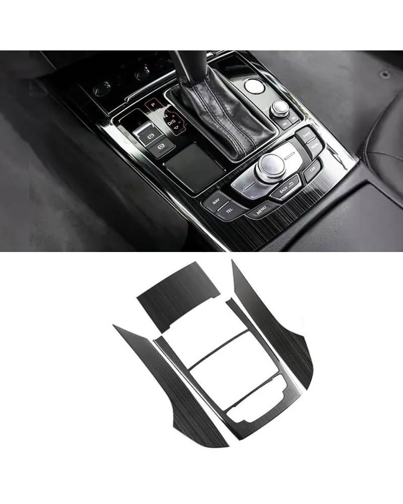 Verkleidung der Konsolenverkleidung Für A6 Für C7 2012 2013 2014 2015 2016 2017 2018 Auto-Styling Mittelkonsole Schalthebelrahmen Zierleiste Zubehör Center Console Panel Dekoration(Black Brushed) von FUBUSEE