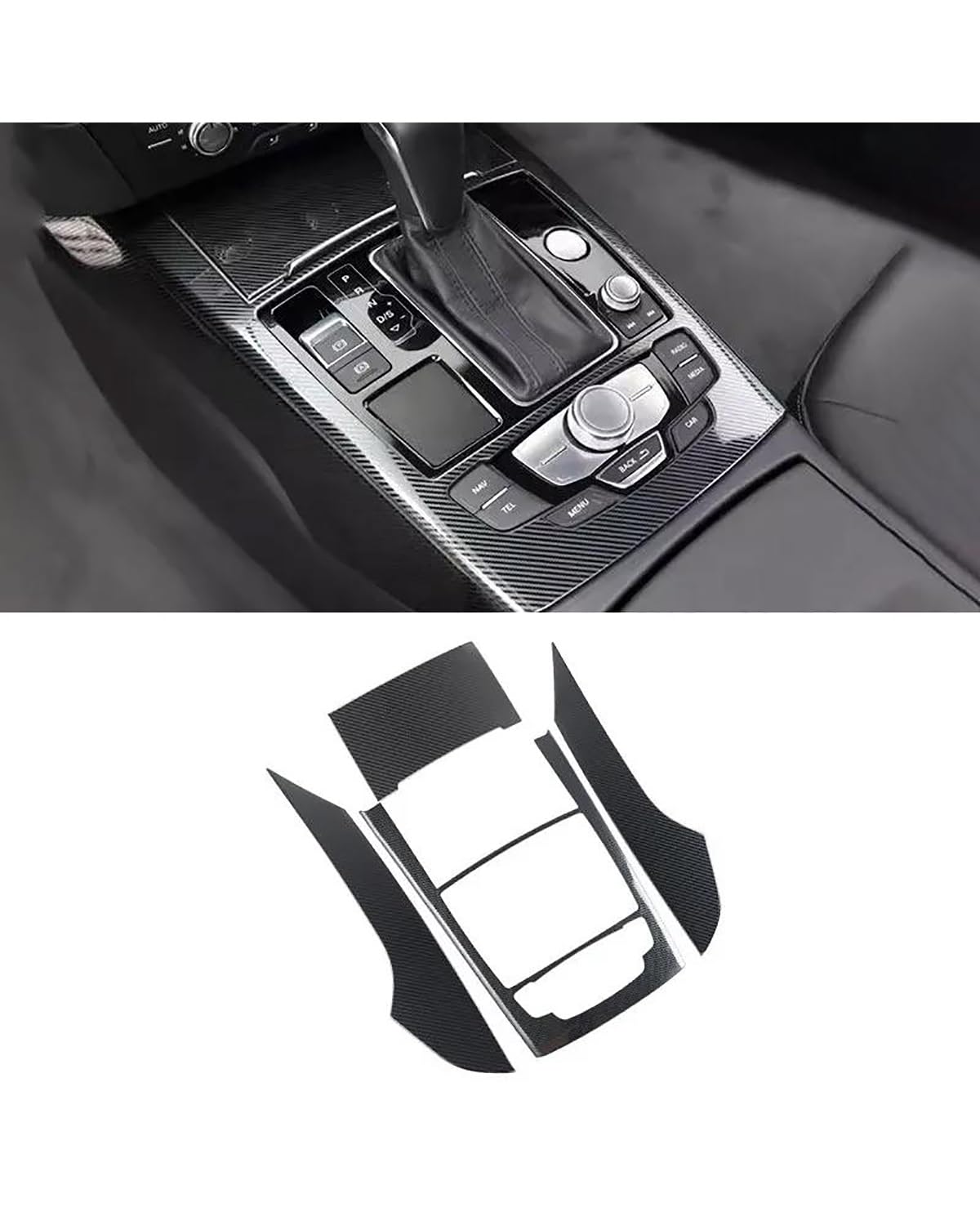 Verkleidung der Konsolenverkleidung Für A6 Für C7 2012 2013 2014 2015 2016 2017 2018 Auto-Styling Mittelkonsole Schalthebelrahmen Zierleiste Zubehör Center Console Panel Dekoration(Carbon Fiber Textur von FUBUSEE