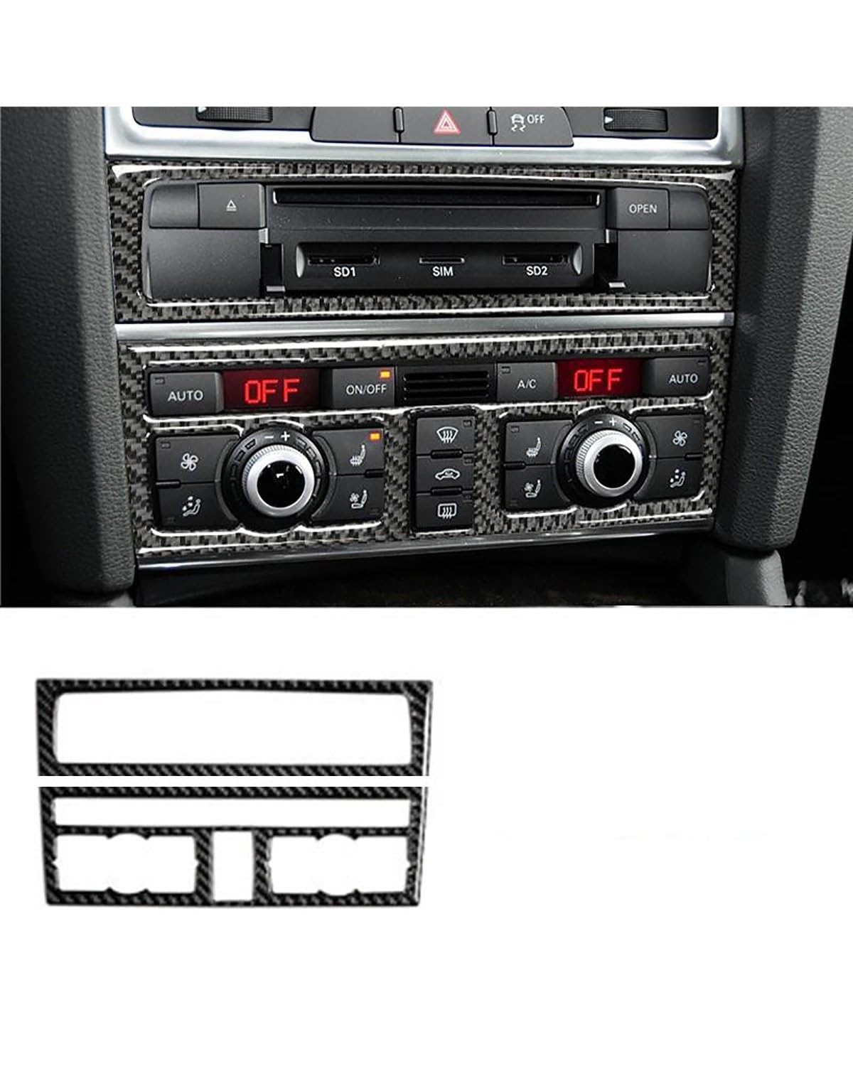 Verkleidung der Konsolenverkleidung Für Q7 2008-2015 Auto Mittelkonsole Zieraufkleber Kohlefaser Innentür Armlehne Knopfrahmen Autozubehör Center Console Panel Dekoration(Console cd) von FUBUSEE