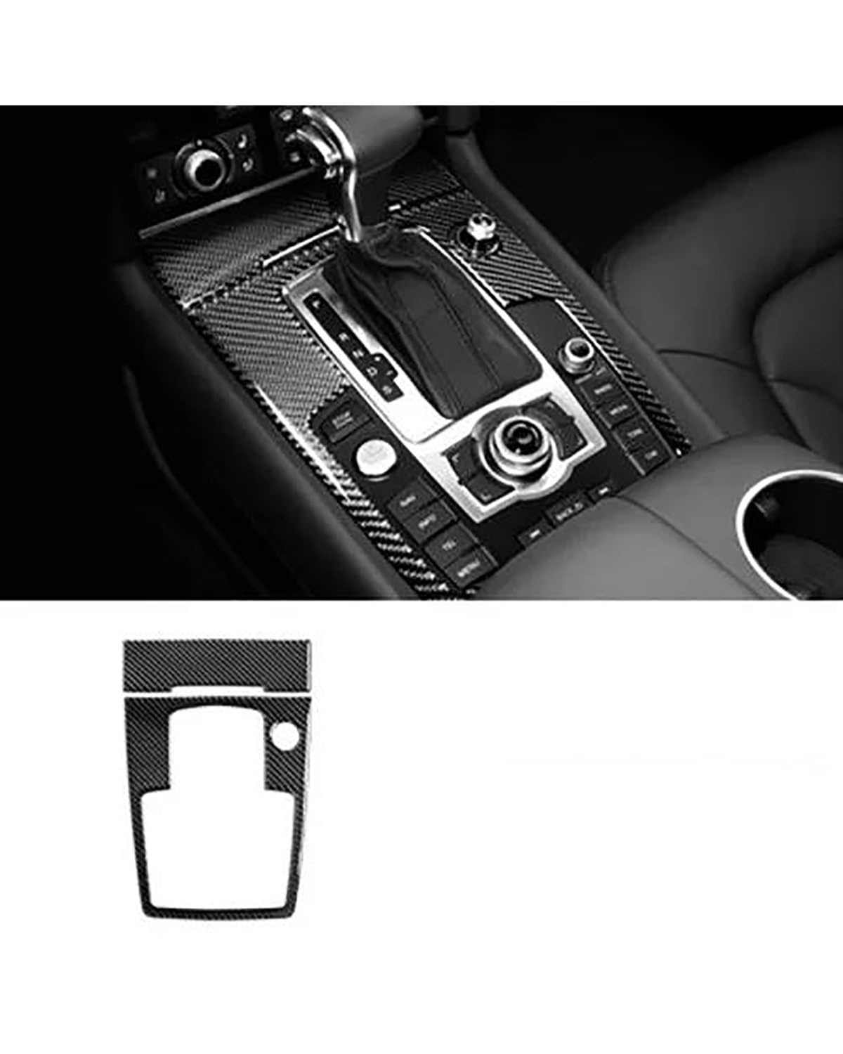 Verkleidung der Konsolenverkleidung Für Q7 2008-2015 Auto Mittelkonsole Zieraufkleber Kohlefaser Innentür Armlehne Knopfrahmen Autozubehör Center Console Panel Dekoration(Gear Shift Frame) von FUBUSEE