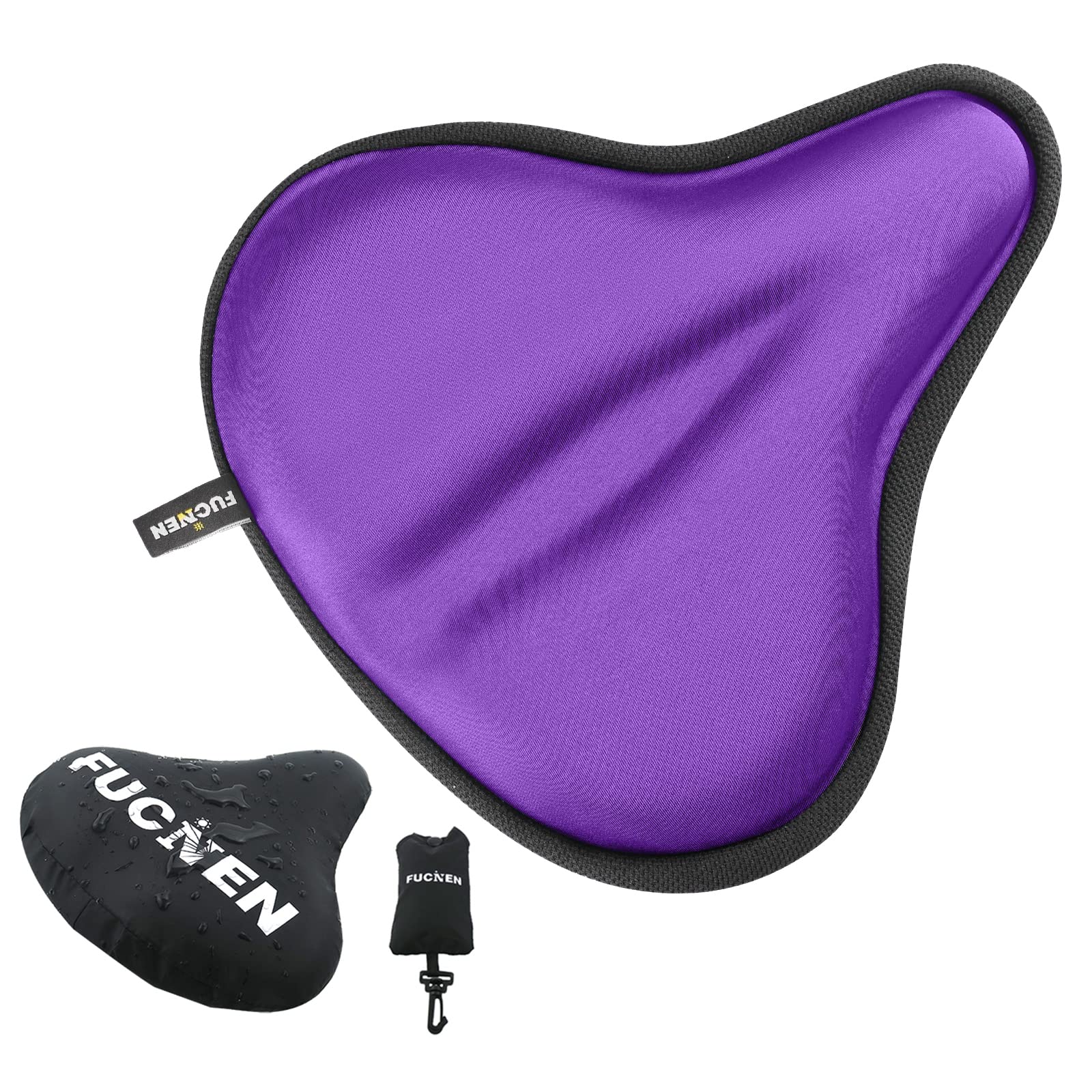 FUCNEN Fahrradsattel Überzug Violett Sattelbezug Fahrrad Gel Damen Breite Sattelbezüge, Bequemes Fahrrad-Sitzkissen Gel Für Heimtrainer Training Schreibwaren Spinning Radfahren – 27 x 25CM von FUCNEN