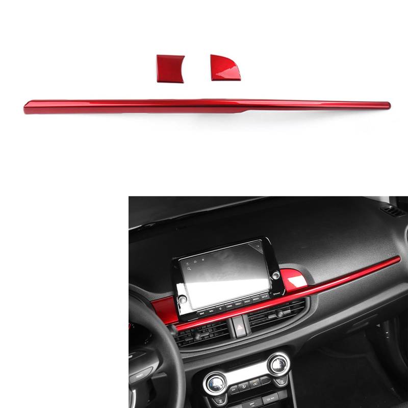 FUEISOF Mittelkonsole Armaturenbrett Armaturenbrettverkleidung Dashboard Panel Abdeckung Für Kia Picanto 2021-2024 (Rot) von FUEISOF